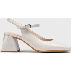 Wonders Γόβες Slingback Δερμάτινες με Χοντρό Χαμηλό Τακούνι Εκρού H-6307