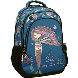 Back Me UP Sea Mermaid Σχολική Τσάντα Πλάτης Δημοτικού Μπλε 357-28031