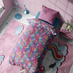 Dimcol Παιδική Κουβέρτα Fleece Μονόκεροι Φωσφοριζέ 160x220 Μωβ Ροζ