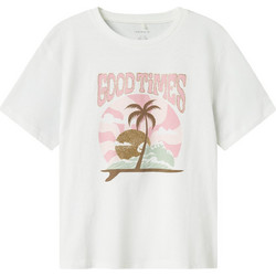 Name It Παιδικό T-Shirt Κοντομάνικο Λευκό Σομόν 13243478