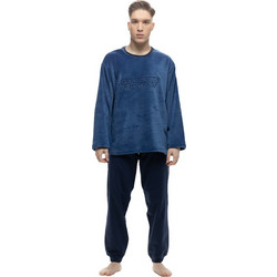 Galaxy Χειμωνιάτικες Ανδρικές Πιτζάμες Fleece Navy Μπλε 808-24