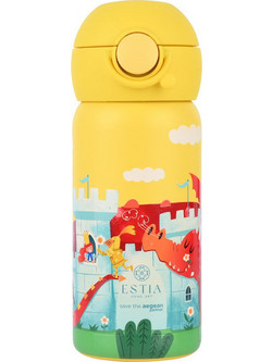 Estia Wonder Bottle Save Τhe Aegean Fortress Dragon Παιδικό Παγούρι Θερμός Ανοξείδωτο Κίτρινο 350ml