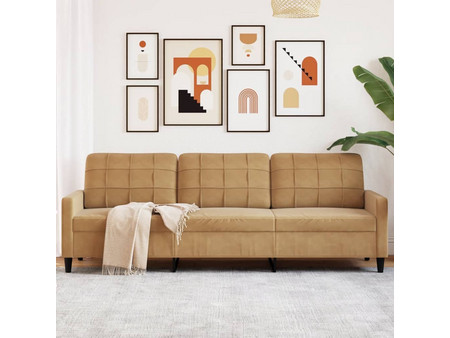 vidaXL Τριθέσιος Καναπές Βελούδινος Καφέ 226x77x80cm 4007651
