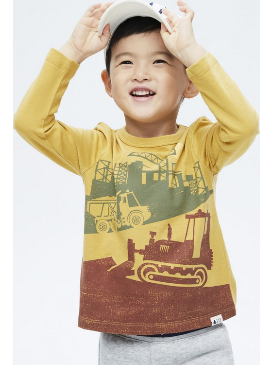 Gap Παιδικό T-Shirt Μακρυμάνικο Κίτρινο Καφέ 732718002
