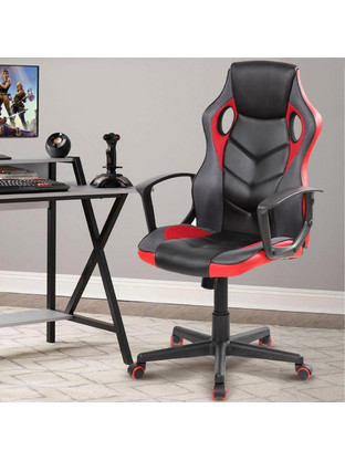 Bakaji Καρέκλα Gaming Δερματίνης Μαύρη Κόκκινη 02834216