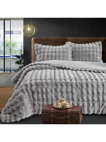 Beauty Home Κουβερτοπάπλωμα Υπέρδιπλο 220x240 Art 12662 Γκρι