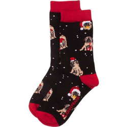 John Frank Xmas Edition Pug Χριστουγεννιάτικες Ανδρικές Κάλτσες Ψηλές Μαύρες JFLSFUN-CH01