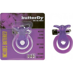 Butterfly Cock & Ball Harness Ελαστικό Δαχτυλίδι Πέους & Όρχεων Σιλικόνης Μωβ