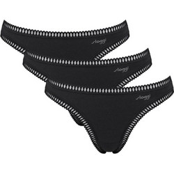 Sloggi Go Crush Βαμβακερά Γυναικεία String με Δαντέλα Μαύρα 3Pack 10219704-0004
