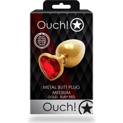 Ouch! Heart Gem Medium Πρωκτική Σφήνα Diamond Plug 8cm Κόκκινη Χρυσή