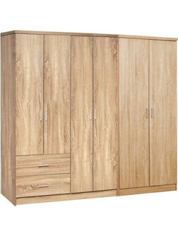 HomeMarkt Εξάφυλλη Ντουλάπα Ρούχων Blakely Sonoma 201x43x181cm HM21235.02