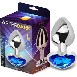 LateToBed Afterdark Heart Large Πρωκτική Σφήνα Diamond Plug 9cm Ασημί Μπλε AD-245