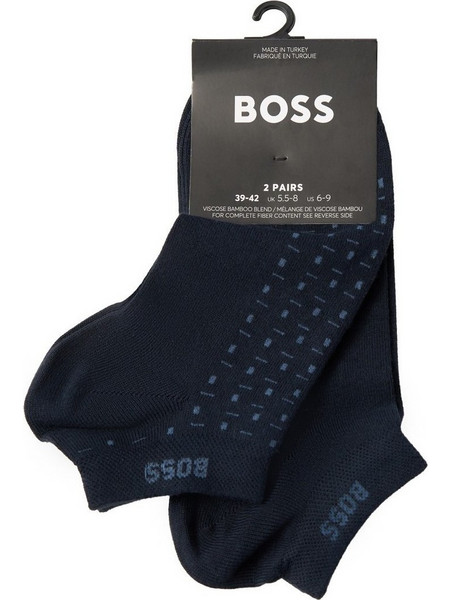 Hugo Boss Bamboo Ανδρικές Κάλτσες Κοντές με Σχέδια Navy Μπλε 2Pack 50537524-401