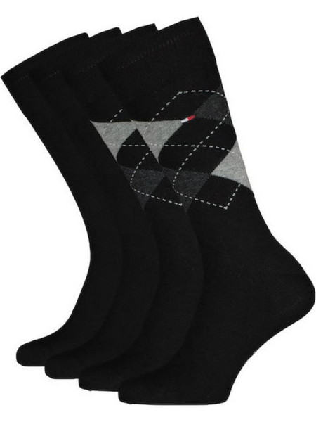 Tommy Hilfiger Ανδρικές Κάλτσες Ψηλές Μαύρες 2Pack 100001495-200