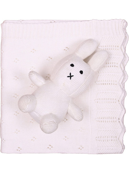 Liolios Home Bunny Κουβέρτα Αγκαλιάς Πλεκτή με Λούτρινο 80x100 White
