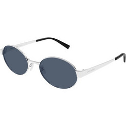 Saint Laurent SL692 006 Ανδρικά Γυαλιά Ηλίου Στρογγυλά Μεταλλικά Ασημί με Μπλε Φακό