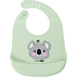 FreeON Koala Αδιάβροχη Σαλιάρα Σιλικόνης με Κουμπί & Τσέπη 6m+ Πράσινο Mint
