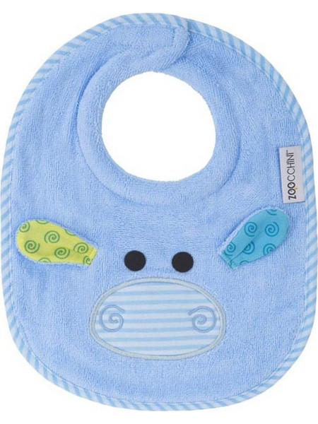 Zoocchini Henry The Hippo Σαλιάρα από 100% Βαμβάκι με Αυτοκόλλητο Γαλάζια