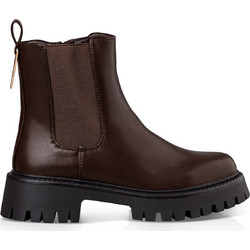 Envie Shoes Γυναικεία Μποτάκια Chelsea Δερμάτινα Σοκολατί με Χοντρό Χαμηλό Τακούνι E23-22048-28