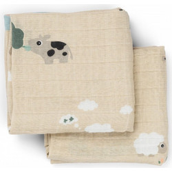 Done by Deer Tiny Farm Πάνες Αγκαλιάς από Μουσελίνα Μπεζ 65x65cm 2τμχ
