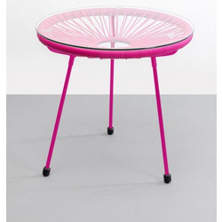 Kare Design Acapulco Στρογγυλό Τραπέζι Κήπου Μεταλλικό Φούξια 50x50cm KA-87967