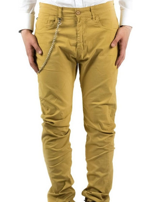 New Denim Ανδρικό Τζιν Παντελόνι Ελαστικό Slim Εφαρμογή Κίτρινο 101799