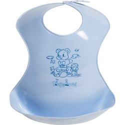 Playshoes Bear Αδιάβροχη Σαλιάρα Πλαστική με Κουμπί & Τσέπη Γαλάζια