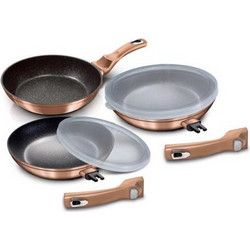 Berlinger Haus Metallic Line Rose Gold Σετ Τηγάνια Αλουμινίου με Αντικολλητική Επίστρωση Μαρμάρου 3τμχ BH-7054