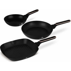 Berlinger Haus Black Rose Collection Σετ Τηγάνια Αλουμινίου με Αντικολλητική Επίστρωση Μαρμάρου 3τμχ BH-8361