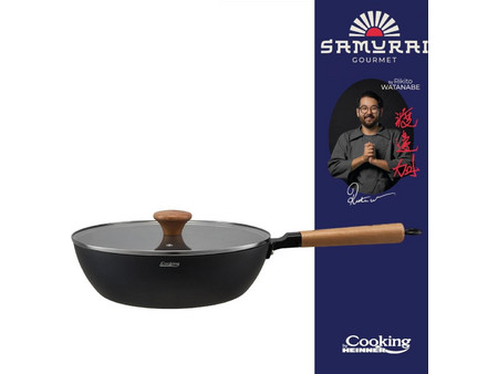 Heinner Samurai Gourmet Wok Αλουμινίου Αντικολλητικό με Καπάκι 28cm HR-SNT-WC28