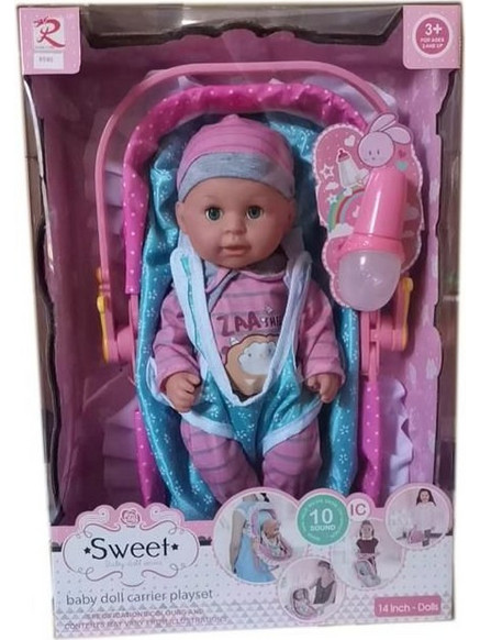 Blue Toys Κούκλα Μωρό με Κάθισμα Μεταφοράς