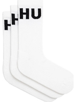 Hugo Boss Qs Ανδρικές Κάλτσες Ψηλές Λευκές 3Pack 50531517-100
