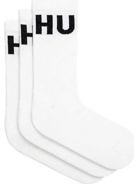 Hugo Boss Qs Ανδρικές Κάλτσες Ψηλές Λευκές 3Pack 50531517-100