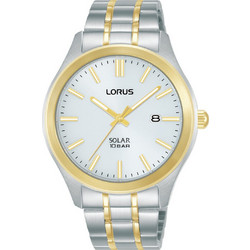 Lorus Ανδρικό Ρολόι Solar με Ασημί Χρυσό Μεταλλικό Μπρασελέ RX394AX9