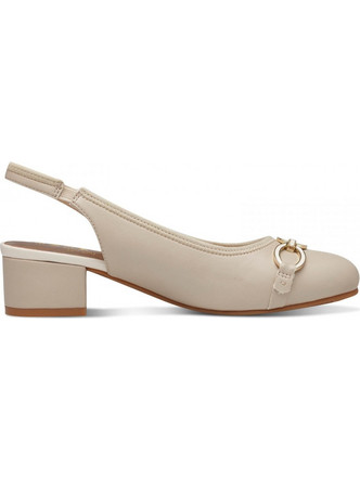Jana Ανατομικές Γόβες Slingback Δερμάτινες με Χοντρό Χαμηλό Τακούνι Μπεζ 8-29469-44-340