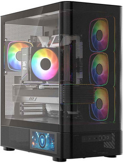 Modecom Volcano AQ400 Black Gaming Midi Tower Κουτί Υπολογιστή RGB με Πλαϊνό Παράθυρο