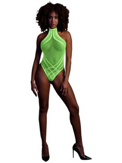 Ouch! Glow In The Dark Sexy Κορμάκι String Διχτυωτό Lime OU839GLOOS