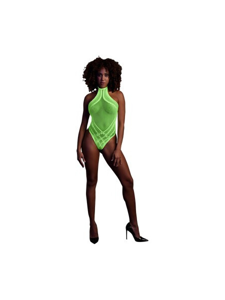 Ouch! Glow In The Dark Sexy Κορμάκι String Διχτυωτό Lime OU839GLOOS