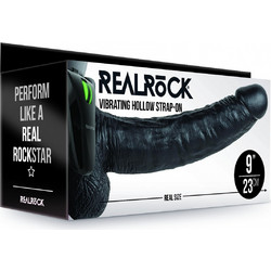 Shots Realrock 9" Hollow Harness Strap On με Dildo 23cm & Δόνηση Μαύρο