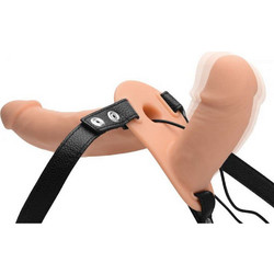 Strap U Power Pegger Harness Strap On με Διπλό Dildo & Δόνηση Flesh