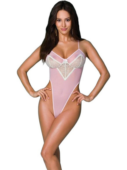 Avanua Pamela Sexy Κορμάκι String See Through με Δαντέλα Ροζ
