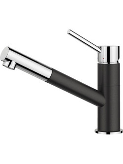 Blanco Kano-S 525038 Μπαταρία Κουζίνας Πάγκου Διπλής Παροχής Ανάμεικτη με Ντουζ Μαύρη