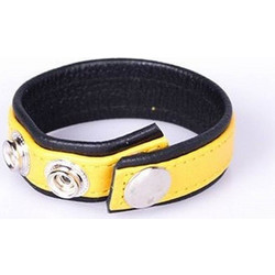 Kiotos Leather Rainbow Cock Strap Ρυθμιζόμενα Δαχτυλίδι Πέους Κίτρινο
