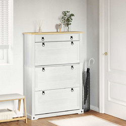vidaXL Παπουτσοθήκη Ξύλινη Λευκή M99xΠ32xΥ138cm 42024955