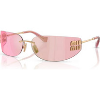 Miu Miu MUA51S 5AK90Y Γυναικεία Γυαλιά Ηλίου Μάσκα Μεταλλικά Χρυσά με Ροζ Φακό