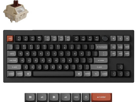 Keychron V3 Ultra 8K Ασύρματο Μηχανικό Gaming Πληκτρολόγιο TenKeyLess με Keychron Silk POM Brown Διακόπτες RGB Black