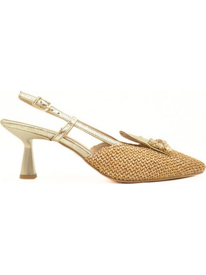Hawkins Γόβες Slingback με Λεπτό Χαμηλό Τακούνι & Στρας Χρυσές 741-216
