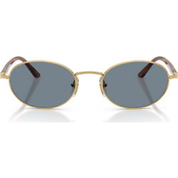 Persol PO1018S 113256 Ανδρικά Γυαλιά Ηλίου Στρογγυλά Μεταλλικά Χρυσά με Μπλε Φακό