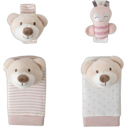 Interbaby Bear Pink Σετ Υφασμάτινες Κουδουνίστρες Βραχιόλια Καλτσάκια