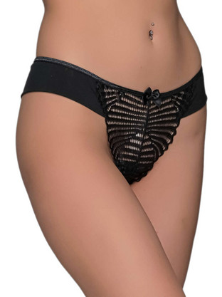 Milena By Paris Γυναικείο Sexy Brazil με Δαντέλα Μαύρο 8485